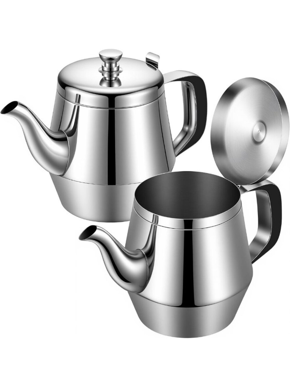 Yungyan 2 Pack Stainless Steel Teapot 32 oz Gooseneck Kettle for Stove